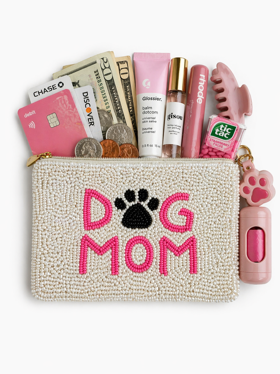 Dog Mom Beaded Coin Purse