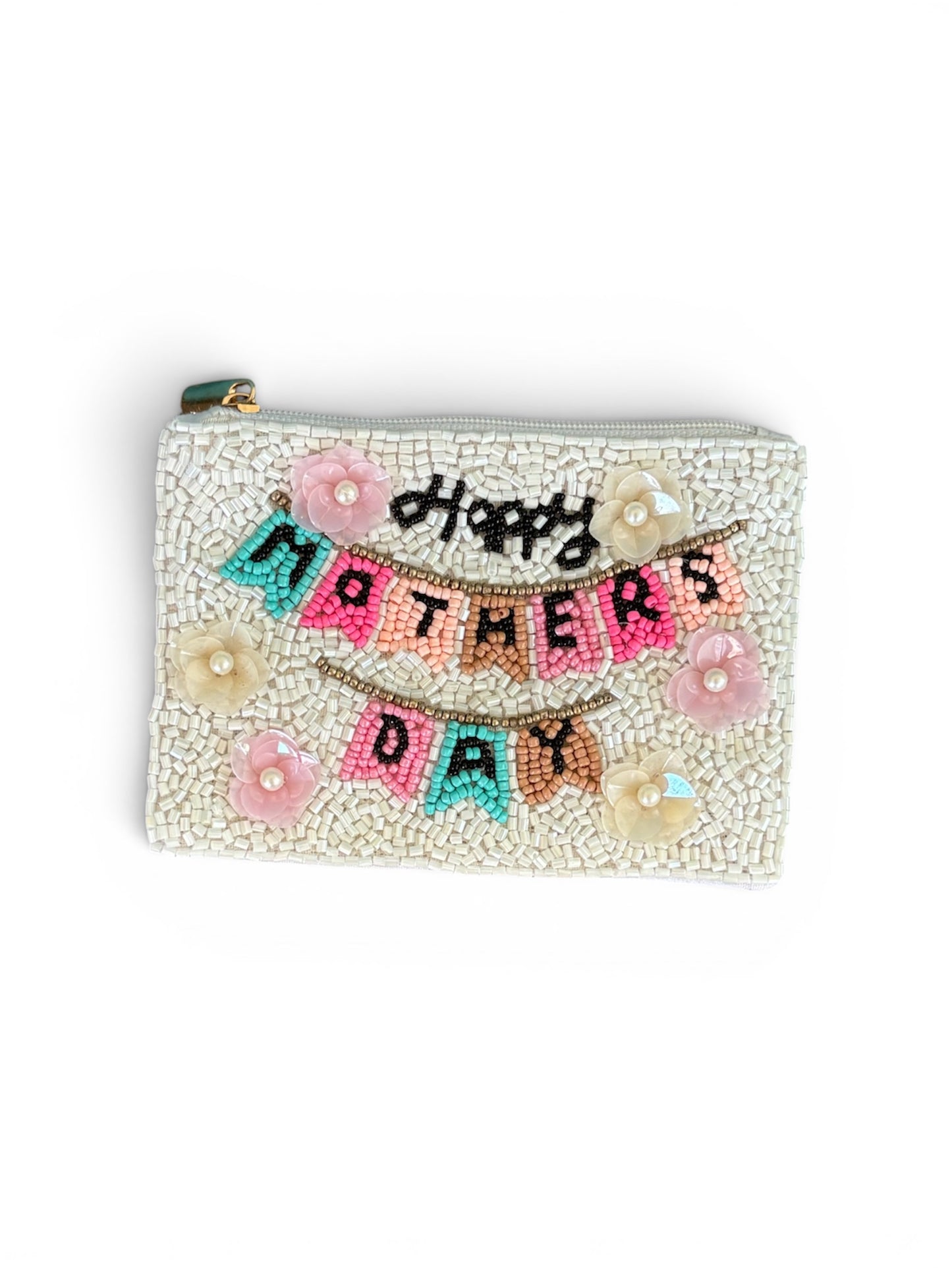 Happy Mothers Day Beaded Coin Purse