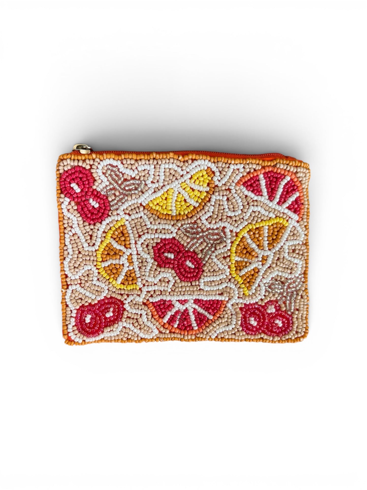 Cherries And Orange Beaded Coin Purse