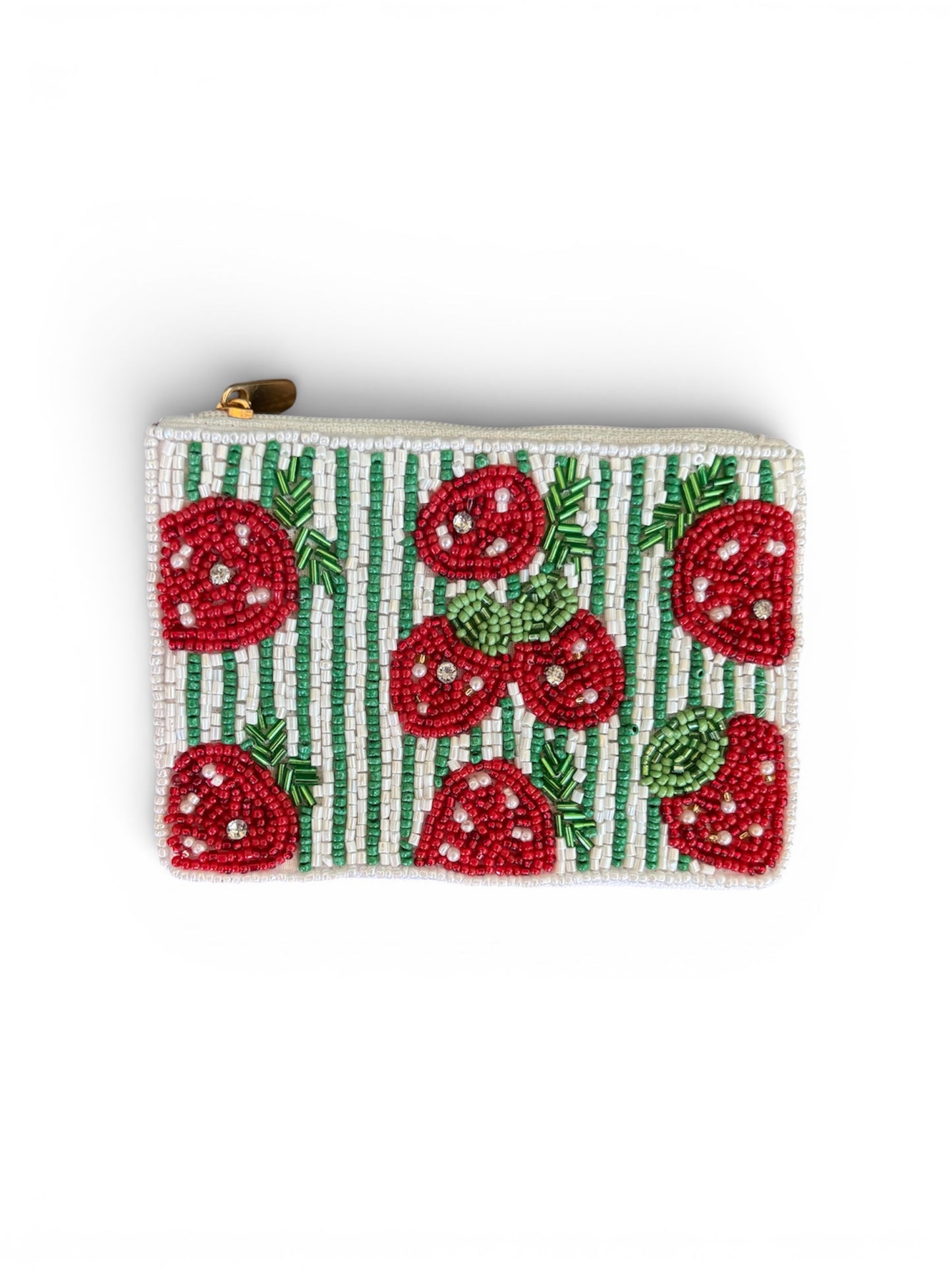 Strawberry Beaded Coin Purse