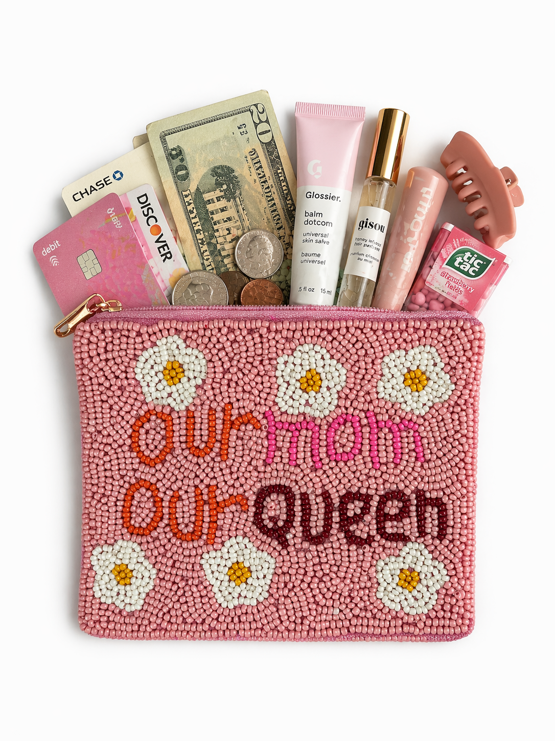 Our Mom Our Queen Beaded Coin Purse