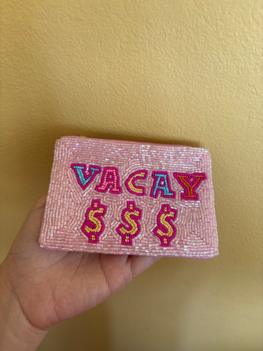 Vacation Money Beaded Coin Purse