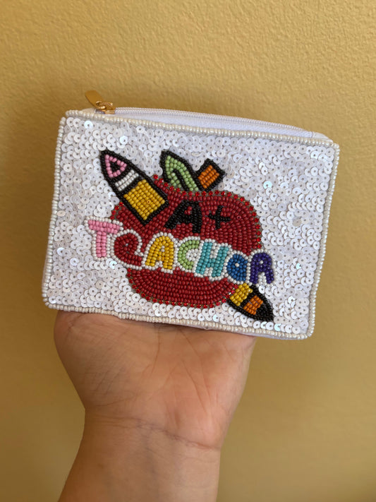 Teacher Beaded Coin Purse