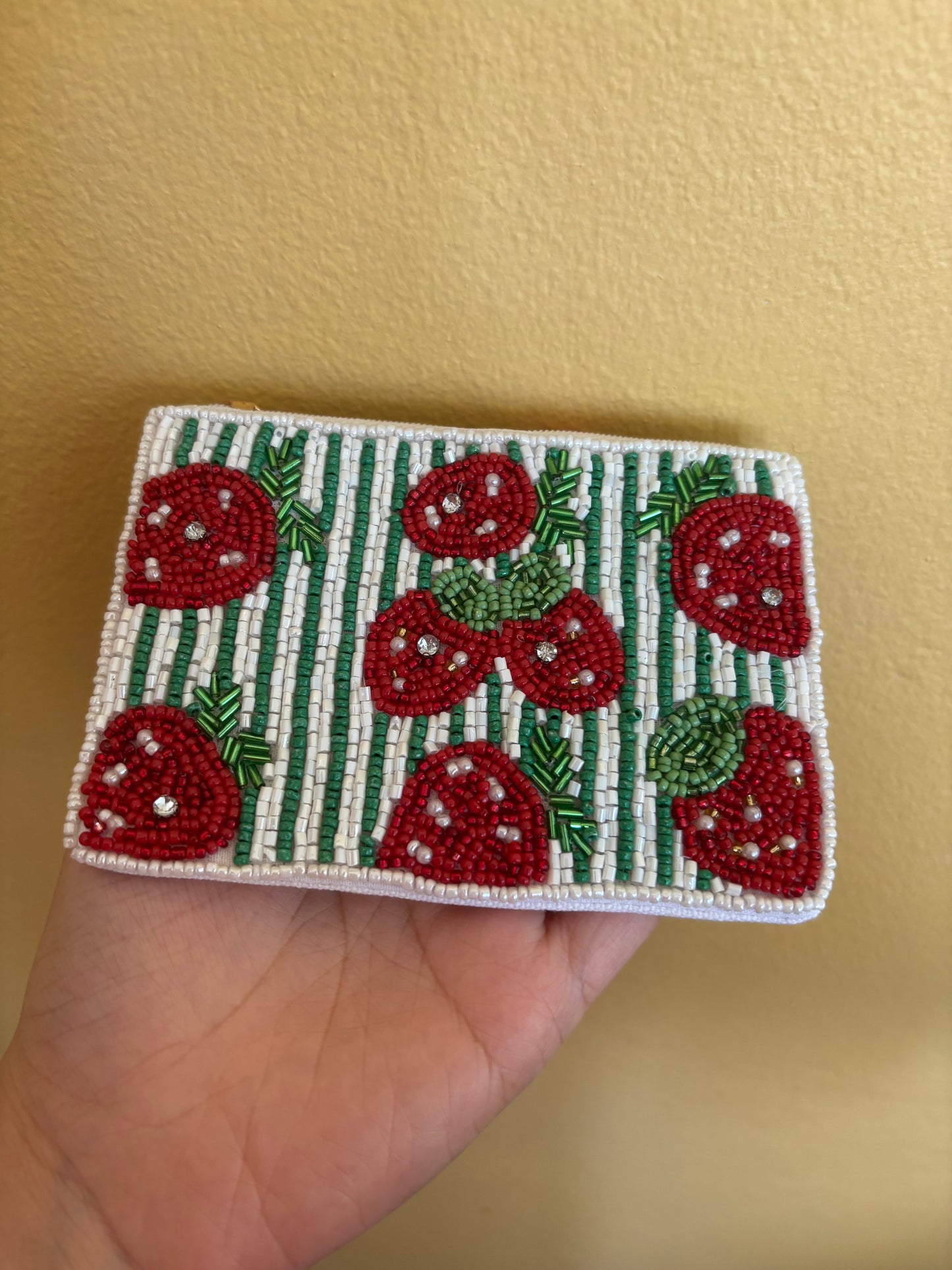 Strawberry Beaded Coin Purse