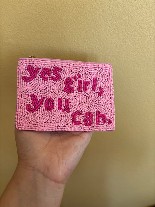 Yes Girl You Can Beaded Coin Purse