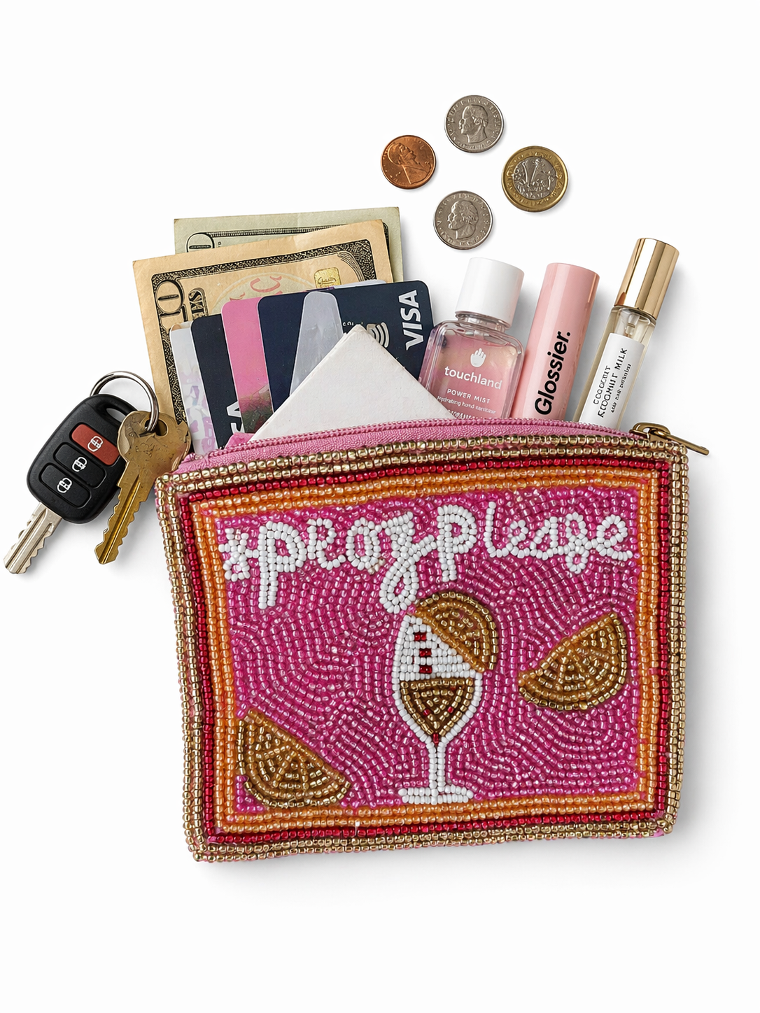 Ladies Drink Beaded Coin Purse