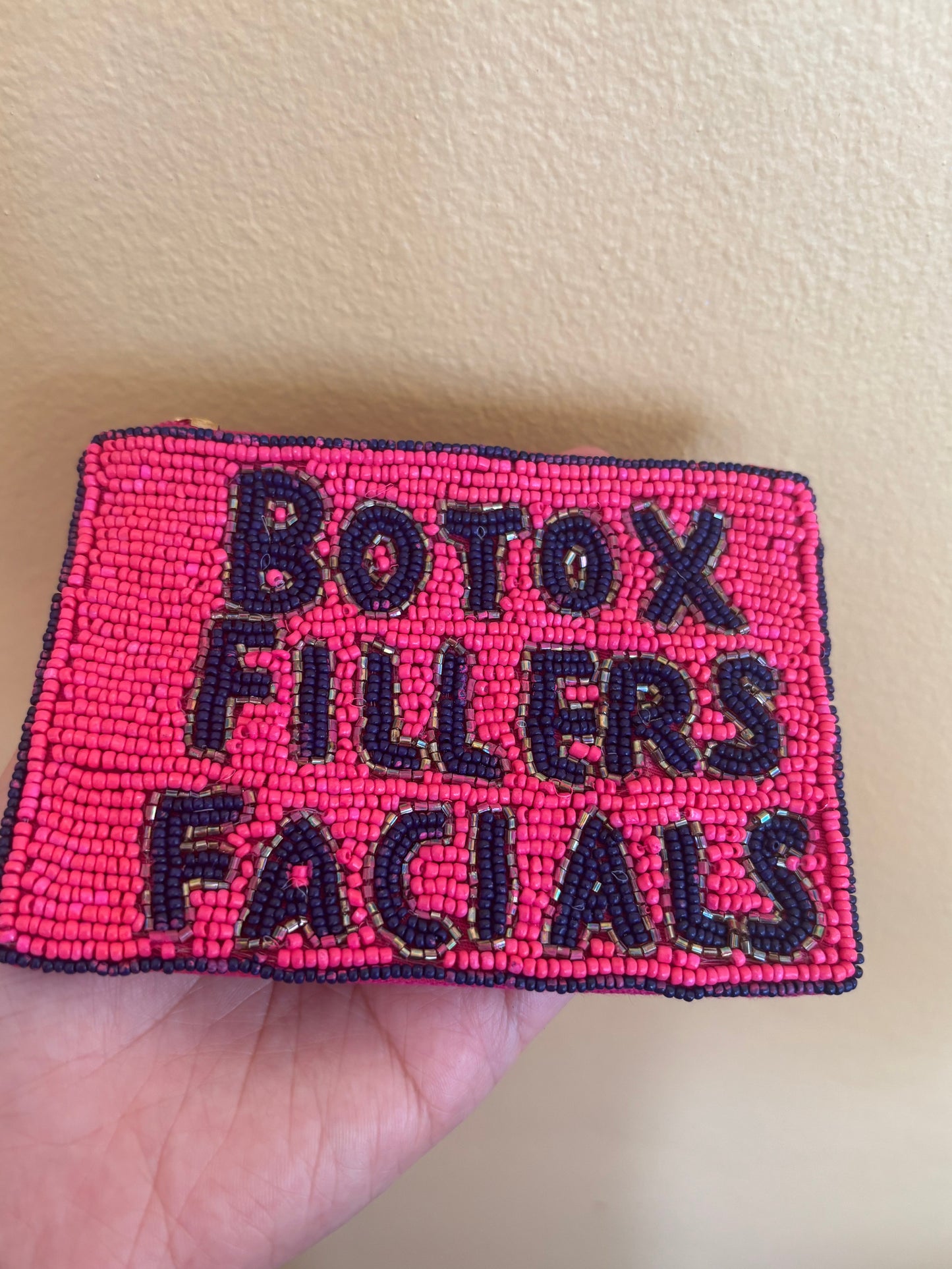 Botox, Fillers And Facials Beaded Coin Purse