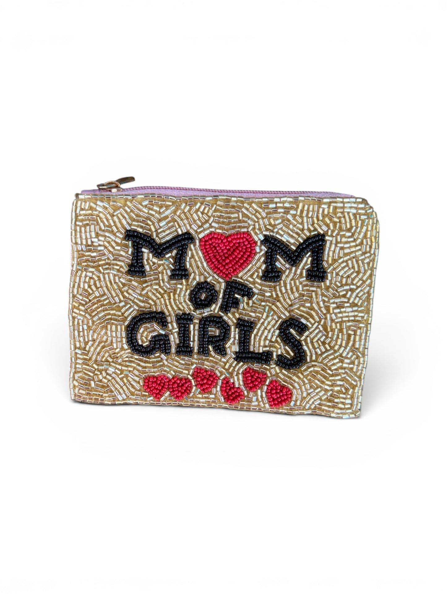 Mom Of Girls Beaded Coin Purse