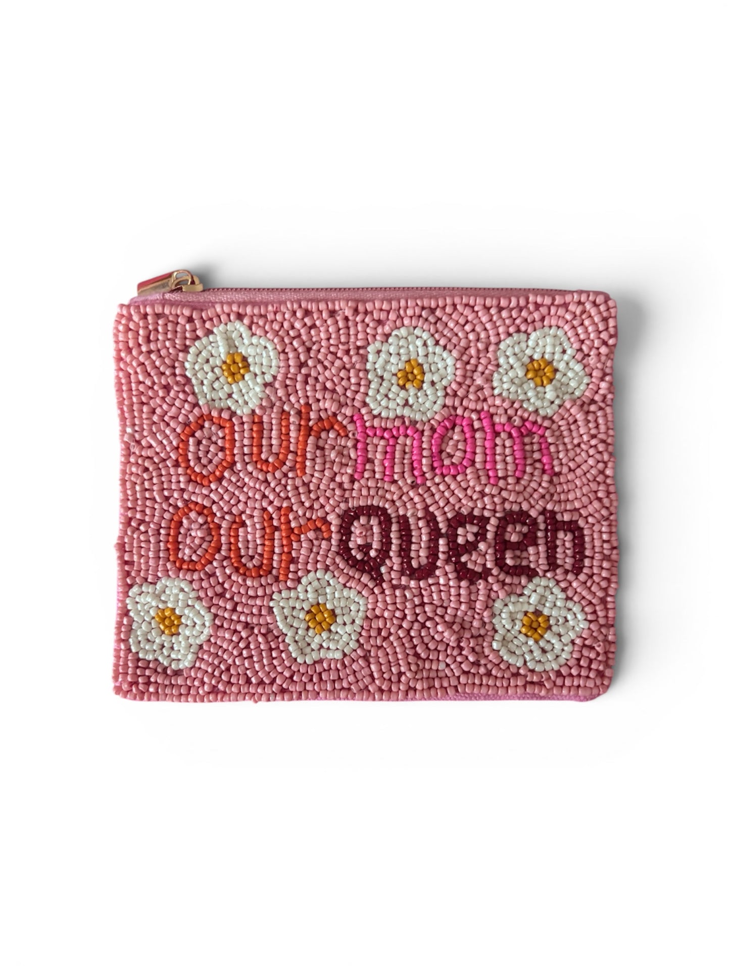 Our Mom Our Queen Beaded Coin Purse