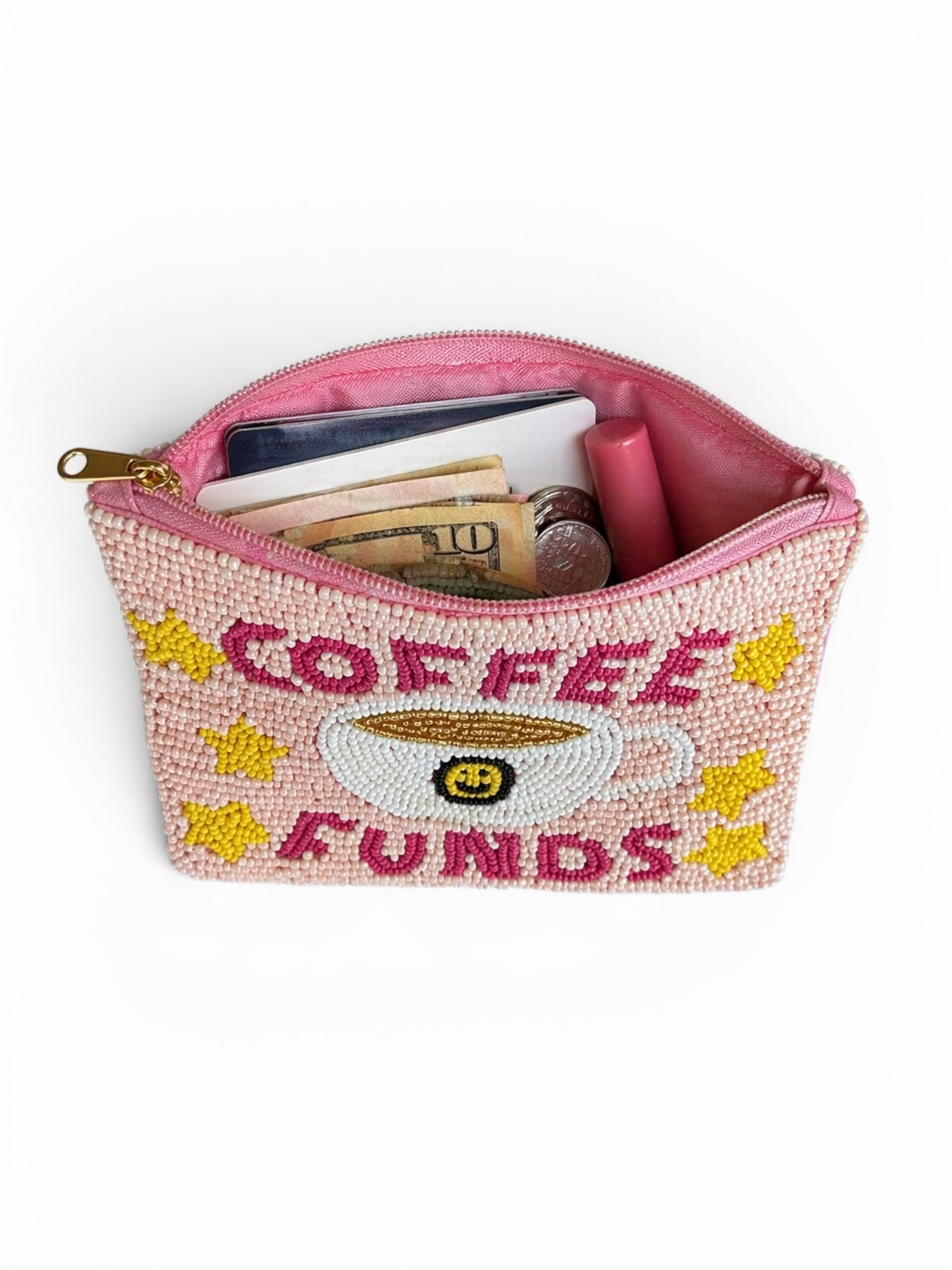 Coffee Funds Beaded Coin Purse