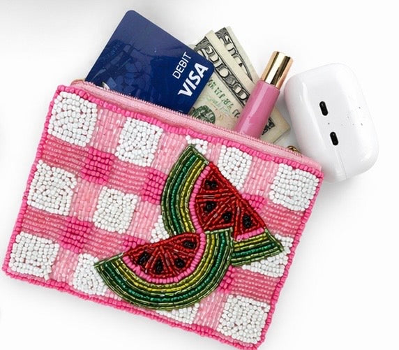 Watermelon Beaded Coin Purse