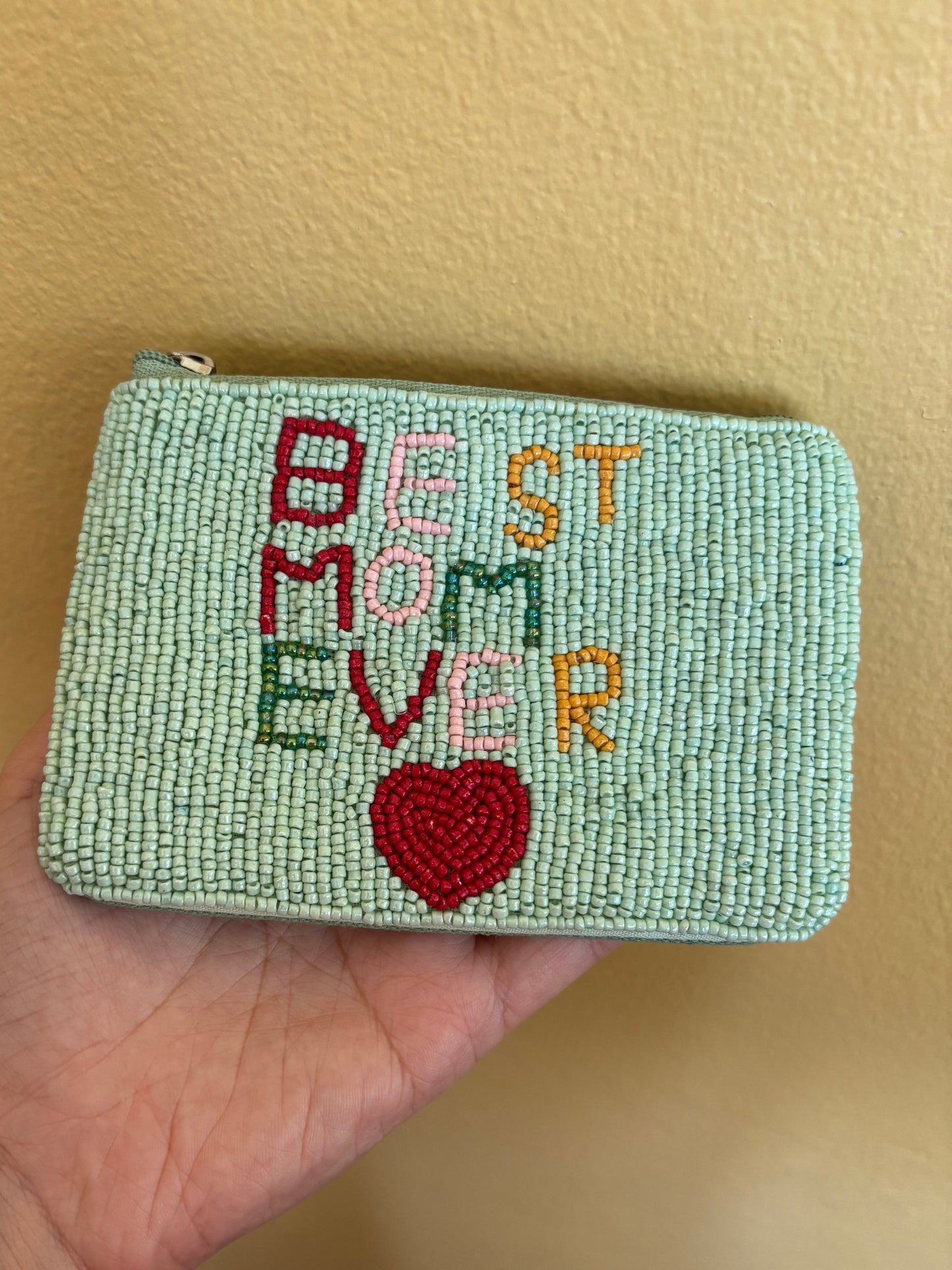 Best Mom Ever Beaded Coin Purse
