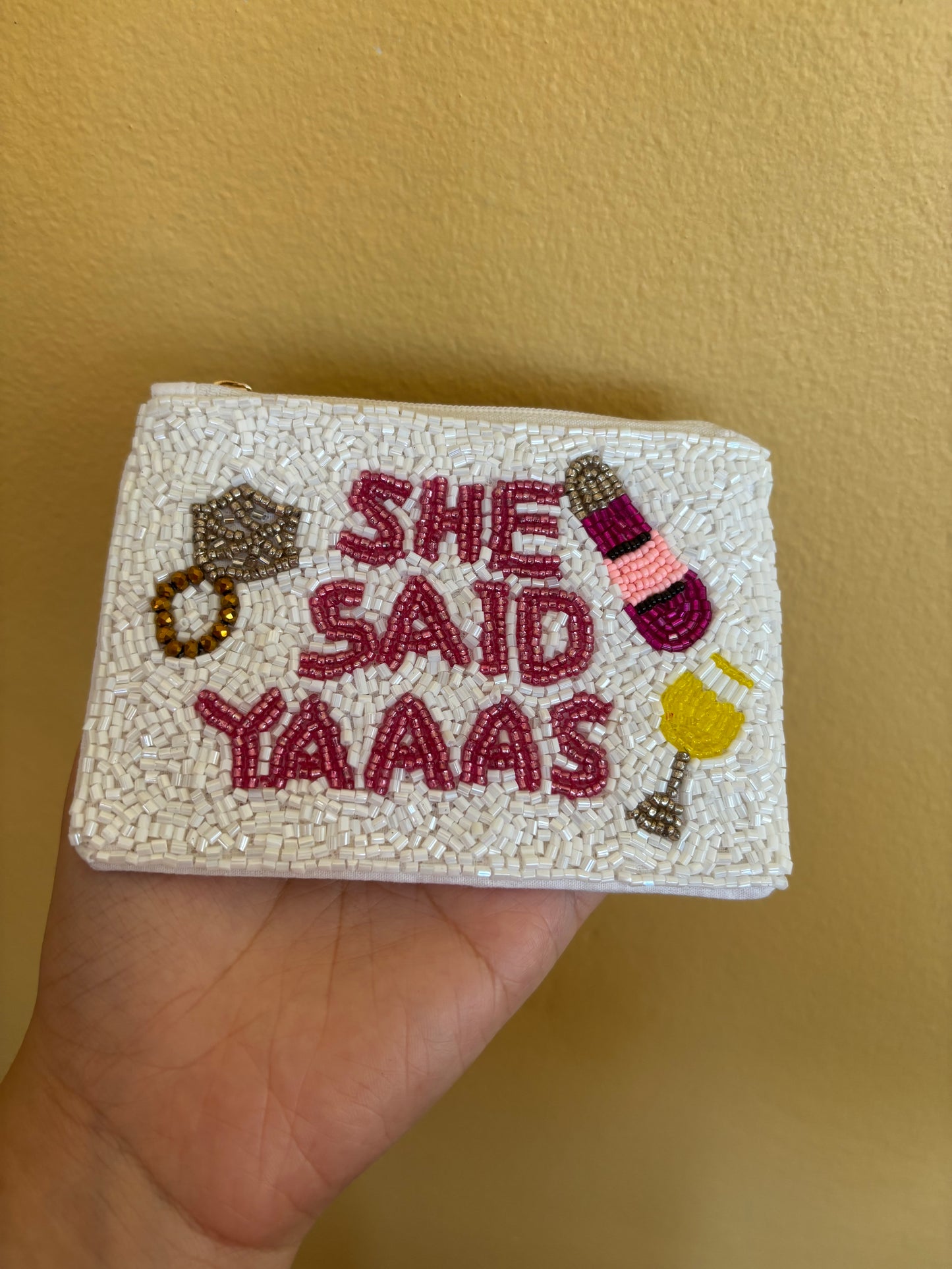 She Said Yes Beaded Coin Purse
