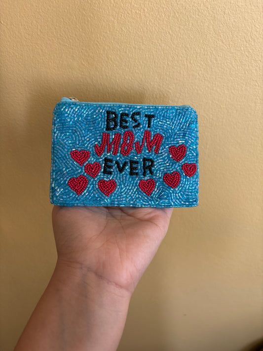 Best Mom Ever Beaded Coin Purse