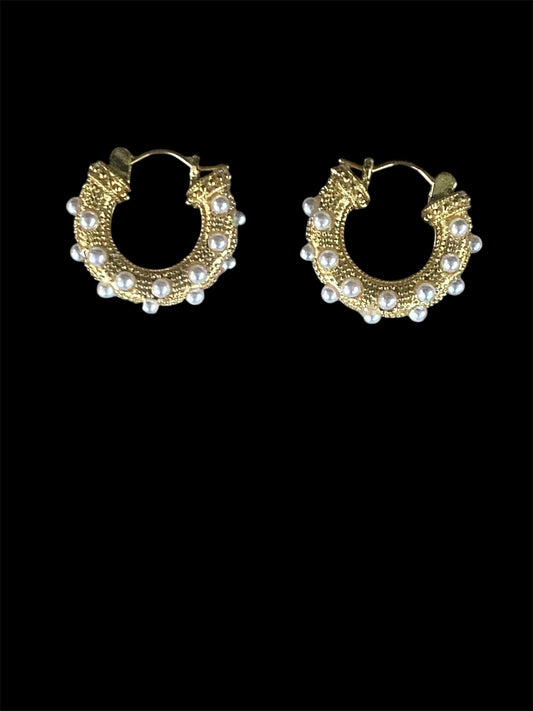 Pearl Hoops Earrings