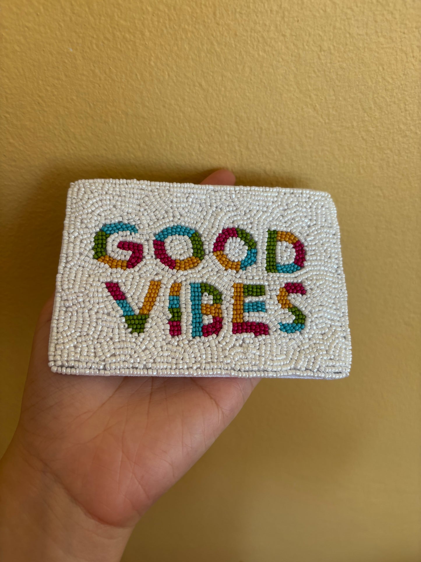 Good Vibes Beaded Coin Purse