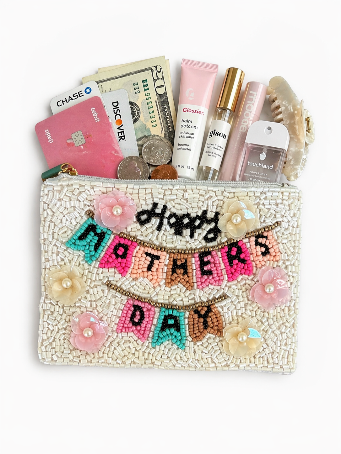 Happy Mothers Day Beaded Coin Purse