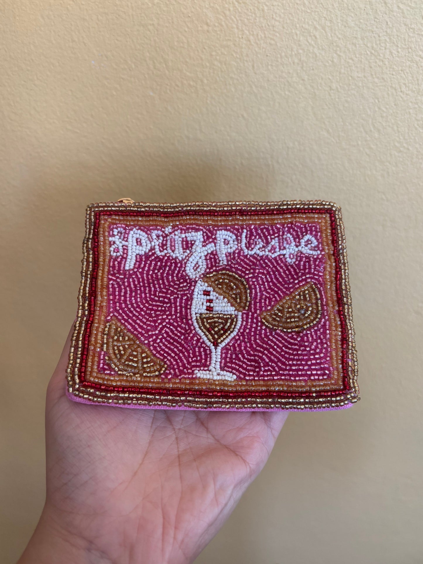 Ladies Drink Beaded Coin Purse