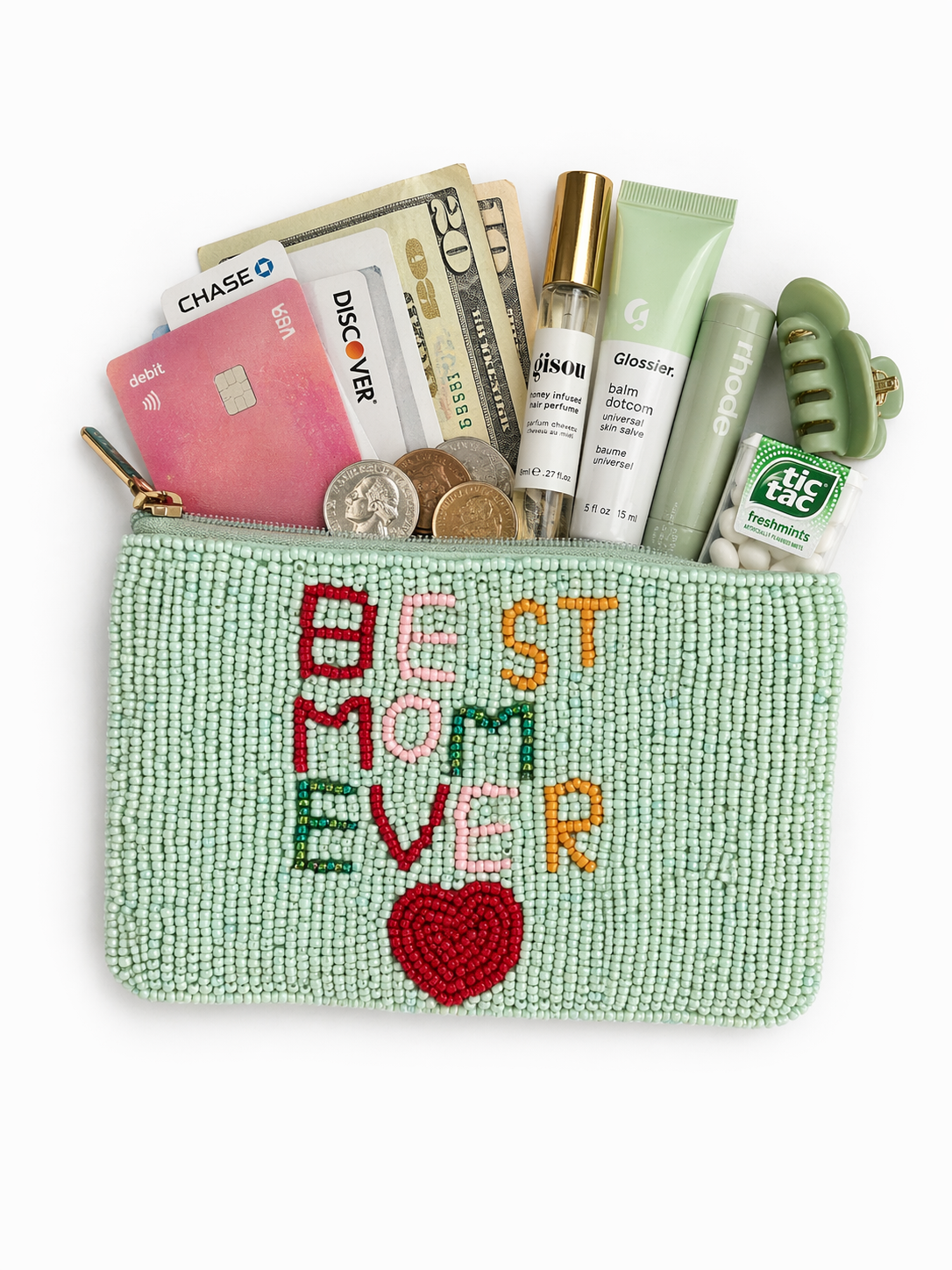 Best Mom Ever Beaded Coin Purse
