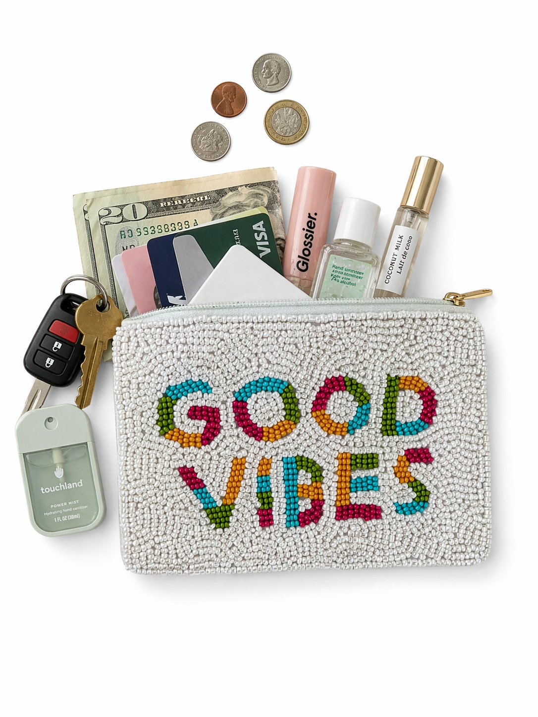 Good Vibes Beaded Coin Purse