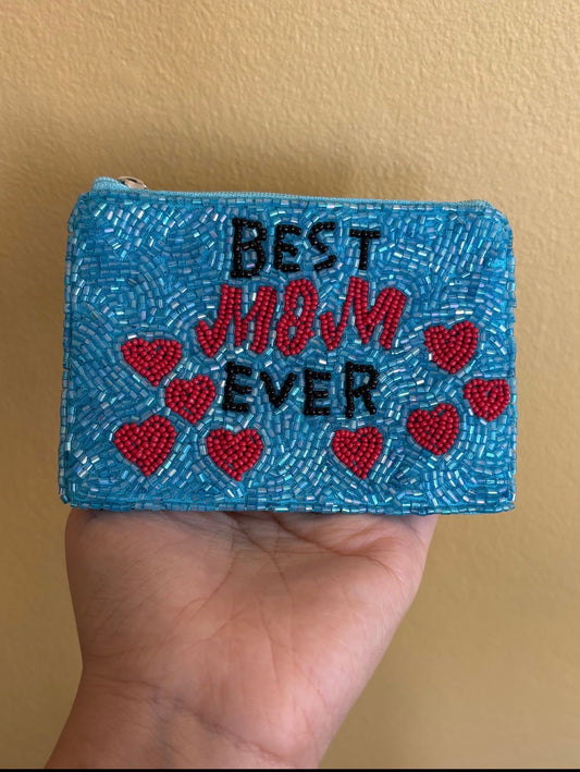 Best Mom Ever Beaded Coin Purse