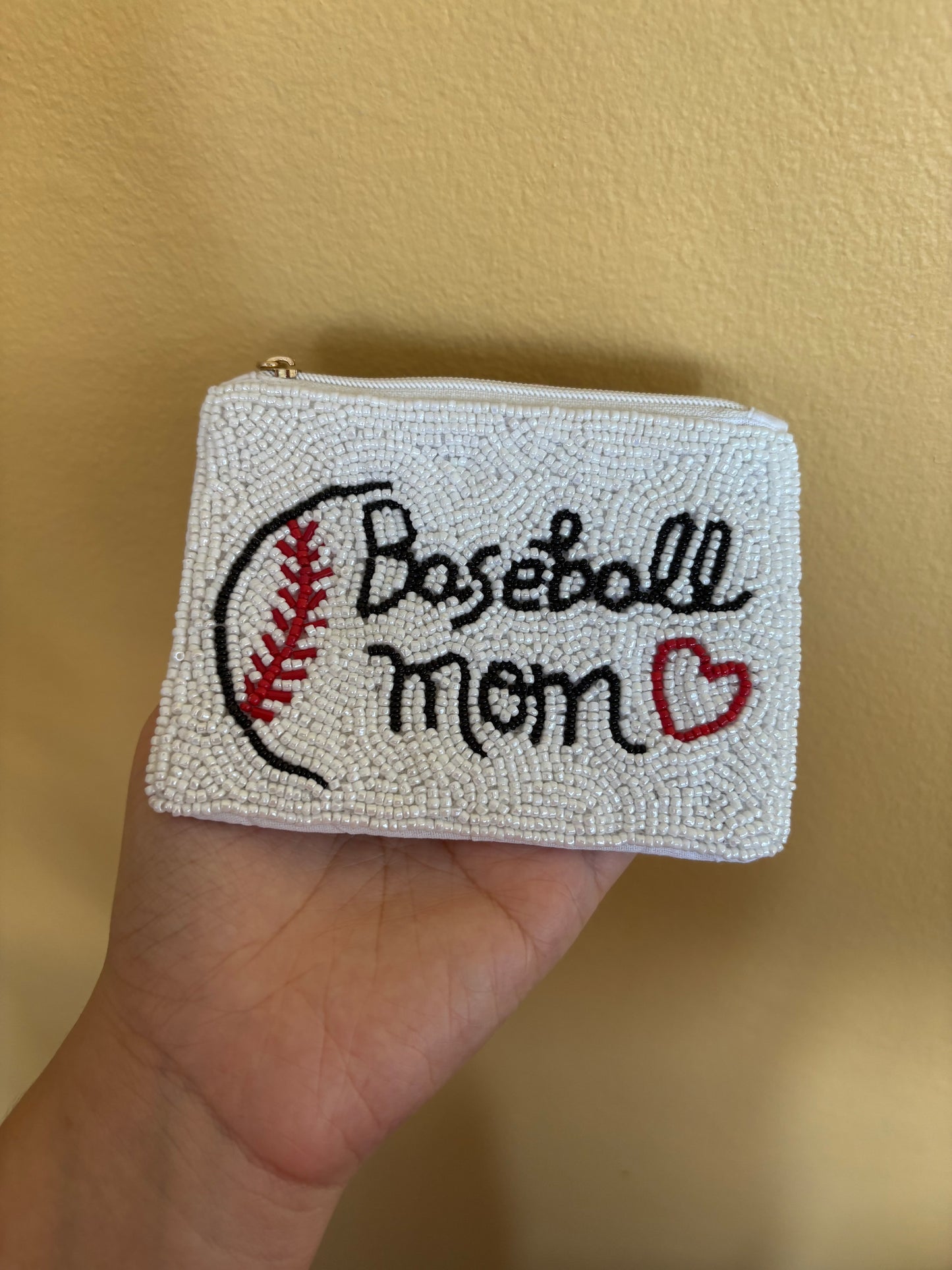 Baseball Mom Beaded Coin Purse