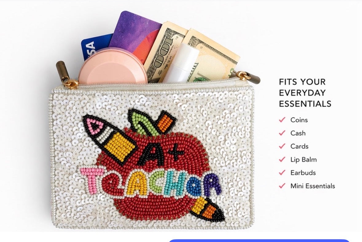 Teacher Beaded Coin Purse