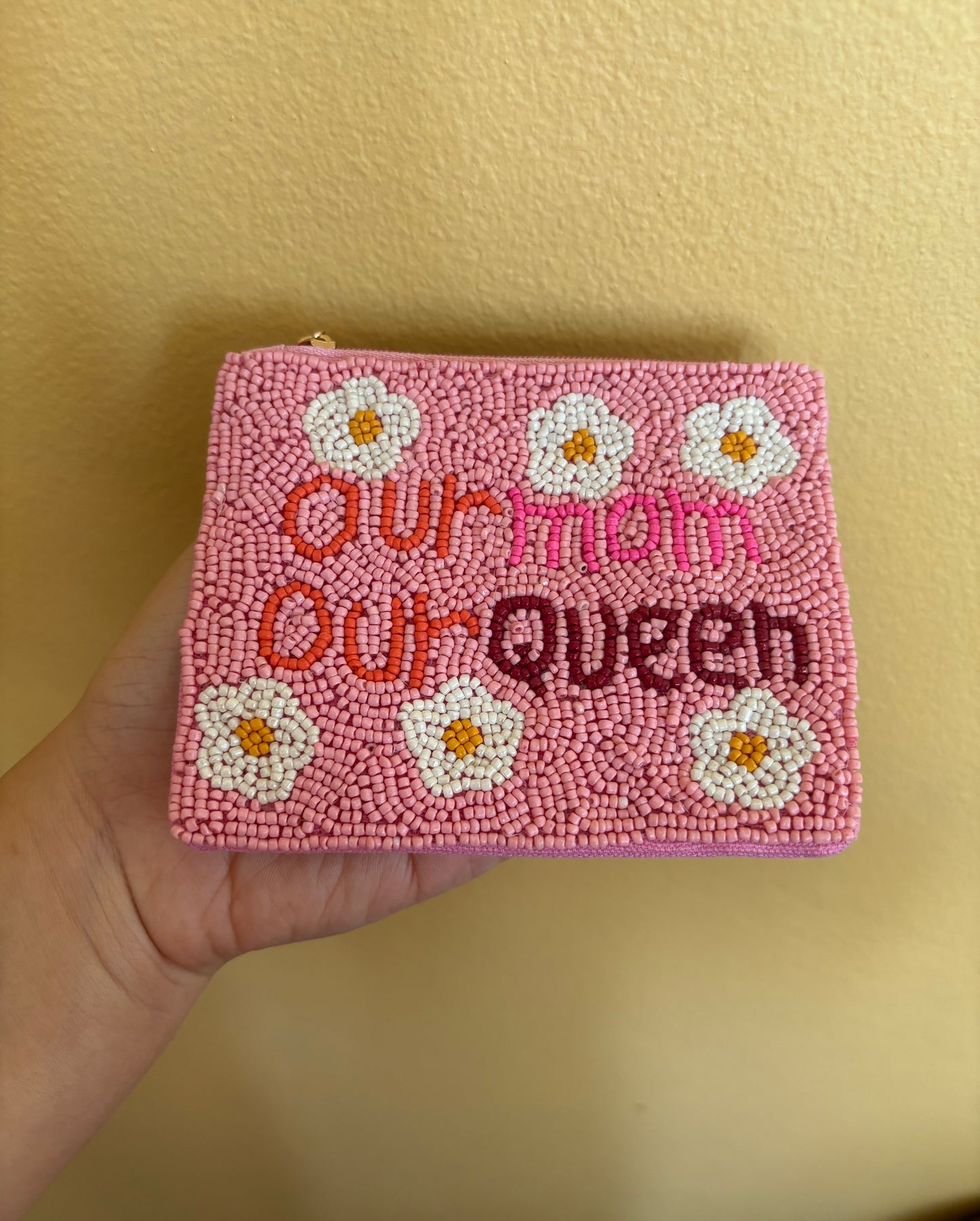 Our Mom Our Queen Beaded Coin Purse