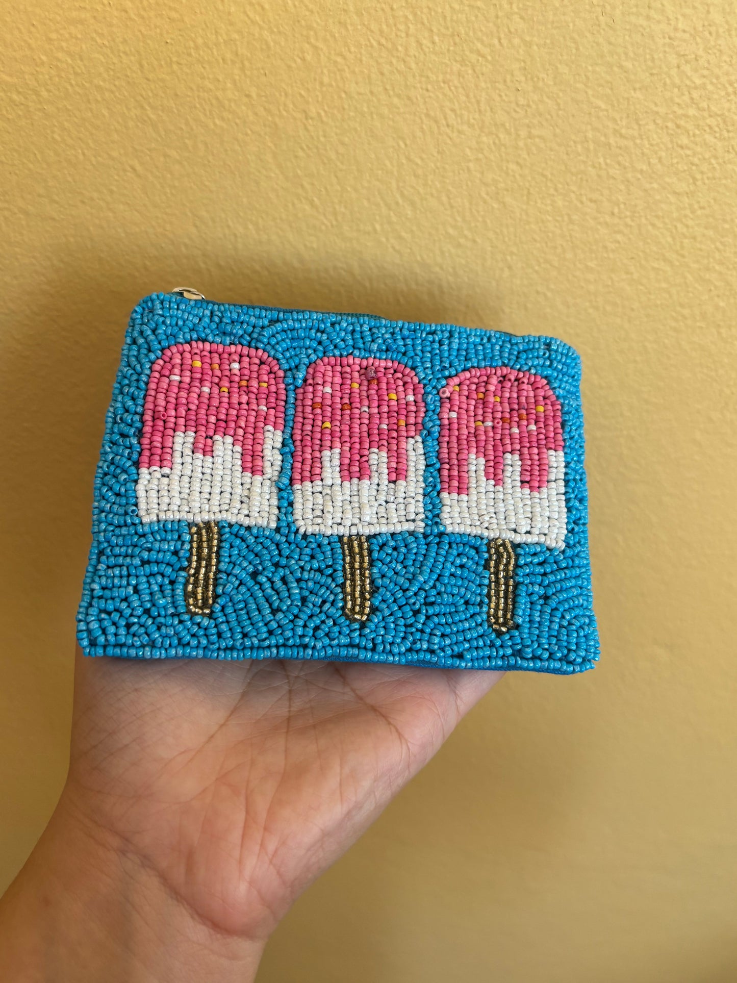 Ice Cream Popsicle Beaded Coin Purse