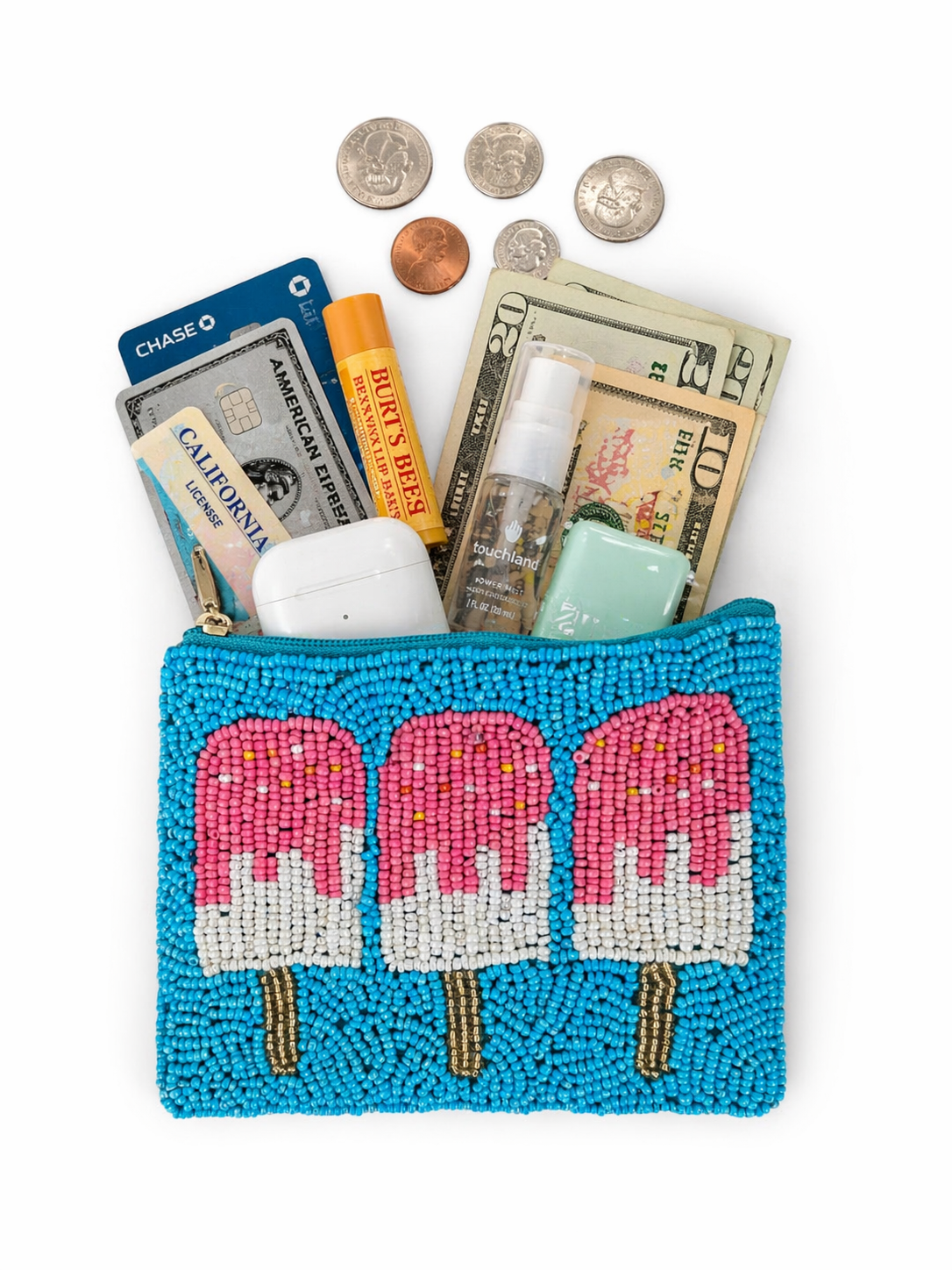 Ice Cream Popsicle Beaded Coin Purse