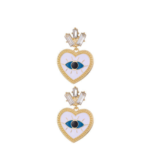 Evil Eye Heart Earrings